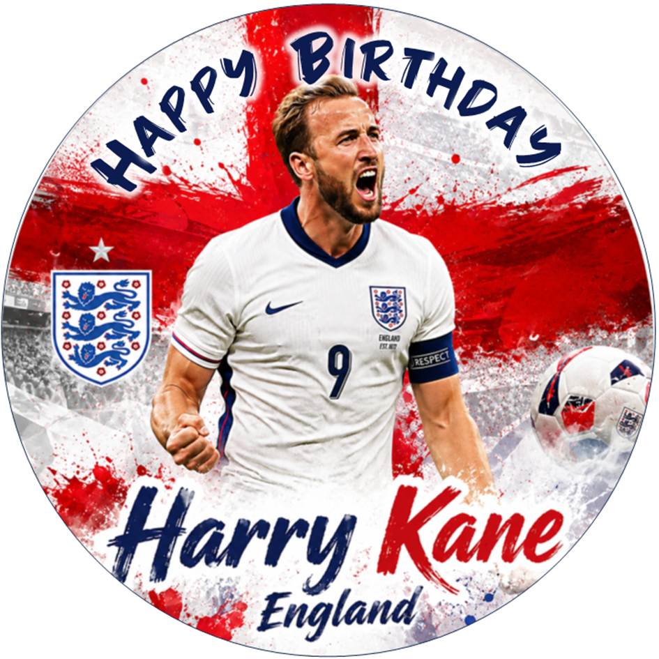 Harry Kane England Football Birthday Edible Cake Topper Personalised