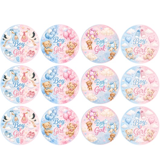 Baby Shower Cupcake Toppers – Boy or Girl Theme – Edible Icing Sheet or Wafer Card