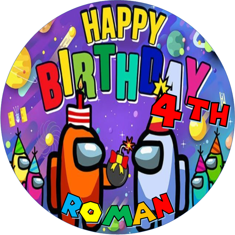 Among Us Impostors Edible Personalised Cake Topper Round Icing Sheet