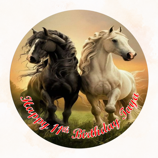 Wild Horses – Personalised Edible Cake Topper on Icing Sheet or Wafer Card