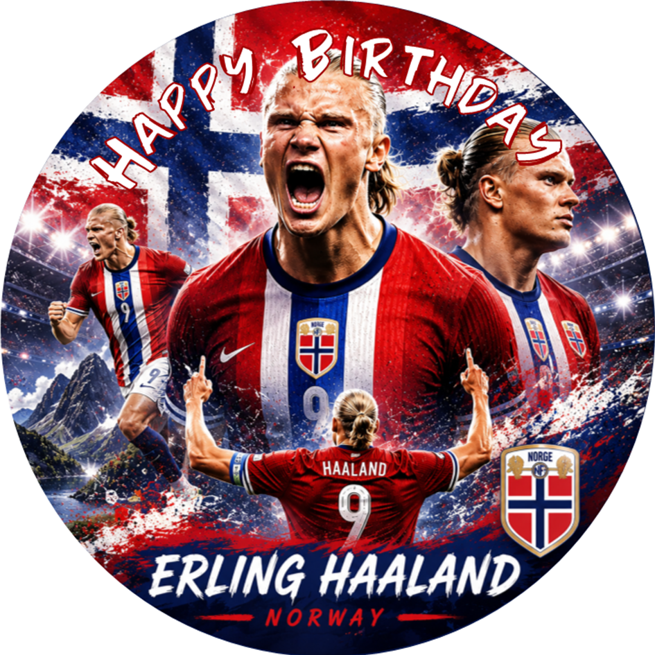 Erling Haaland Edible Cake Topper Norway Football Birthday