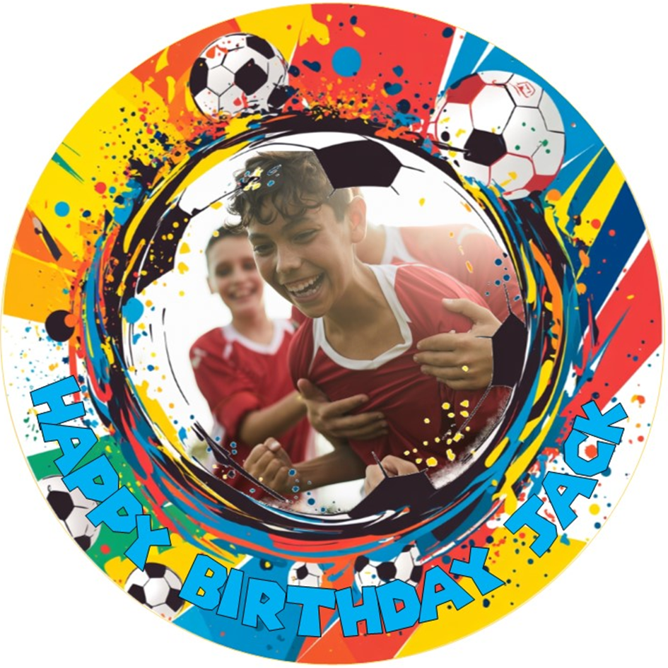 Football Celebrations Edible Cake Topper – Personalised with Your Photo