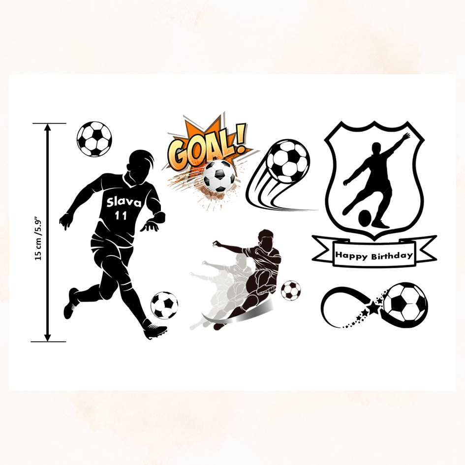 Personalised Football Edible Cake Topper A4 Cut-out Set Icing Sheet or Wafer Card