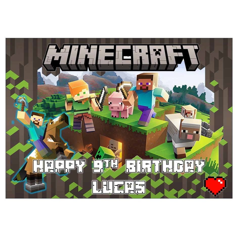 Pixelated Block Craft Gaming Edible Cake Topper Costco Size Quality Icing Sheet