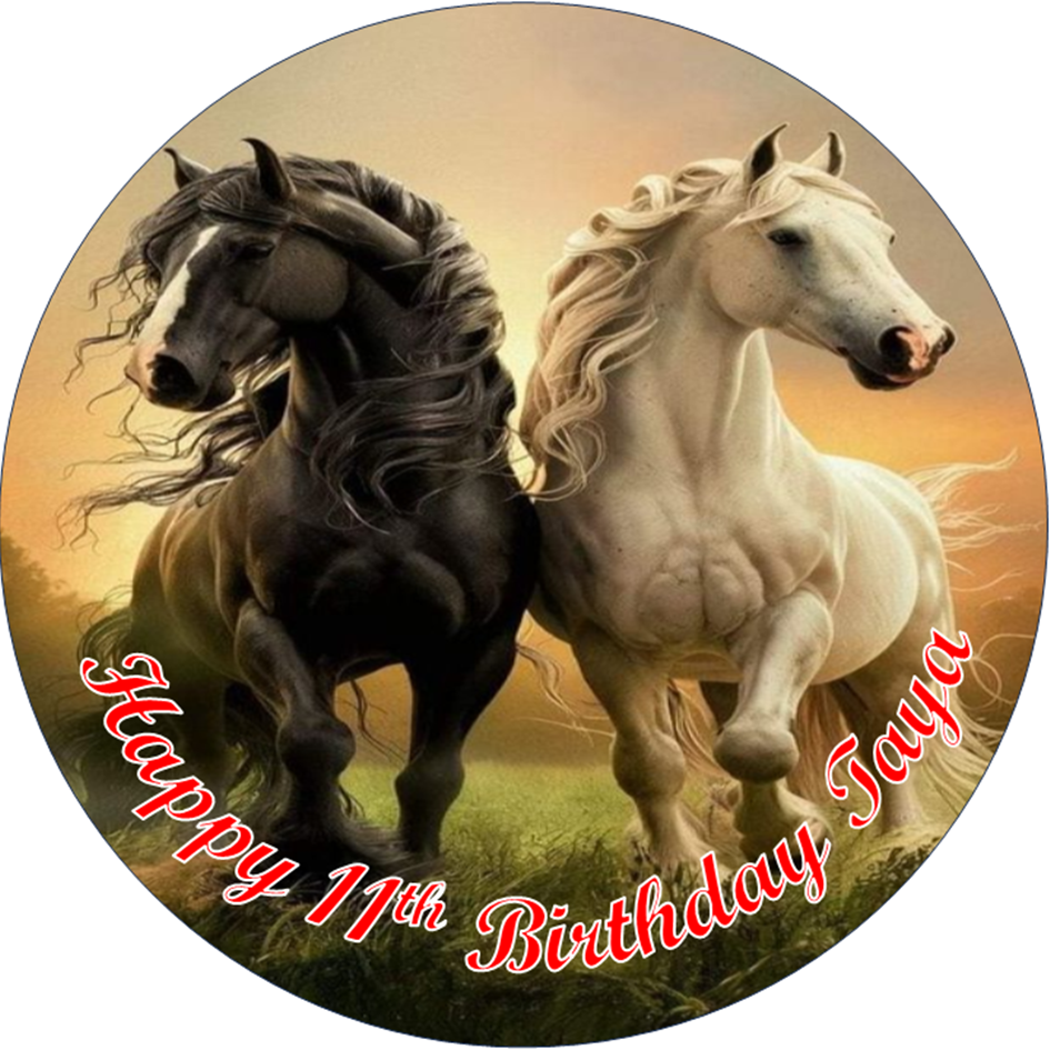 Wild Horses – Personalised Edible Cake Topper on Icing Sheet or Wafer Card