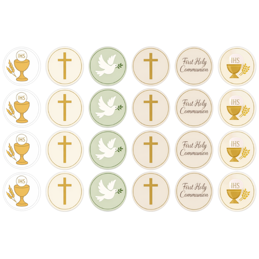24 Edible Cupcake Toppers 24 x 4cm / 1.6" – First Holy Communion – Icing Sheet or Wafer Card