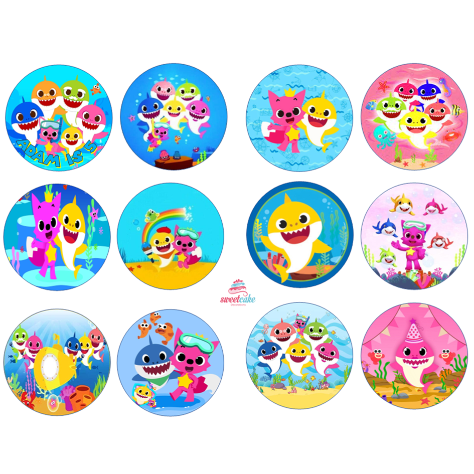 Baby Shark Cake and Cupcake Toppers – Personalised Edible Icing or Wafer Card