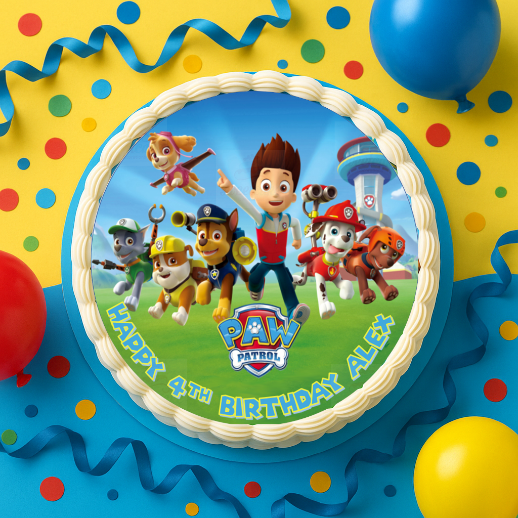 Paw Patrol Edible Cake Topper – Personalised for Kids