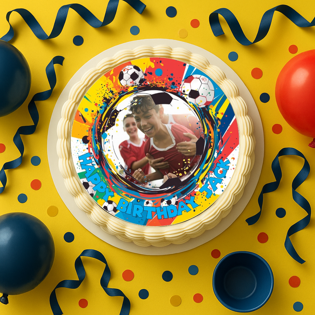 Football Celebrations Edible Cake Topper – Personalised with Your Photo