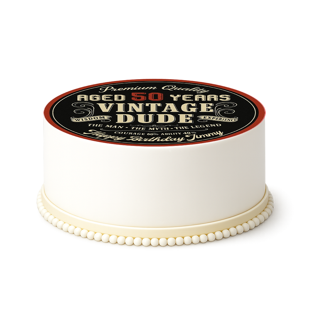 Vintage Dude Edible Cake Topper – Perfect for Milestone Birthdays!