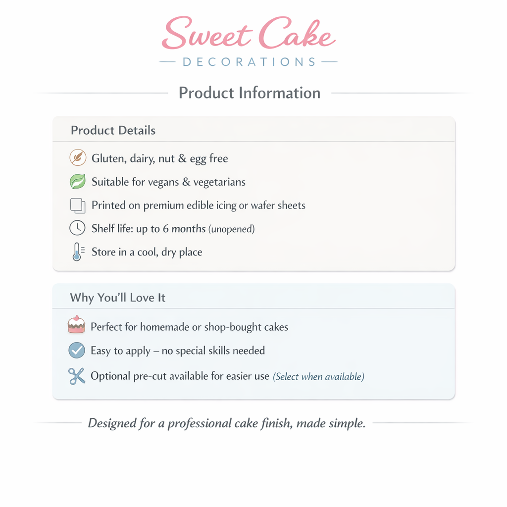 Personalised Calendar Edible Cake Topper – Any Date with Heart