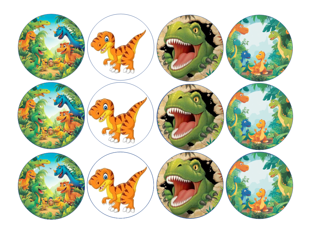 Dinosaurs Edible Cake Topper / Cupcake Toppers – Personalised with Your Photo