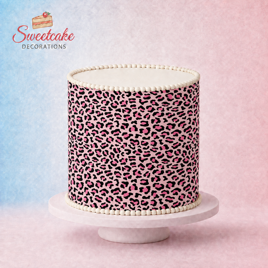 Pink Leopard Print Pattern Edible Cake Wrap – A4 Icing Sheet