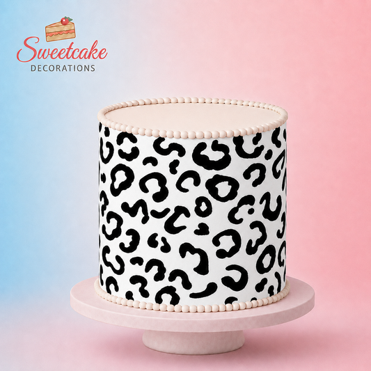 Black & White Leopard Print Pattern Edible Cake Wrap – A4 Icing Shee