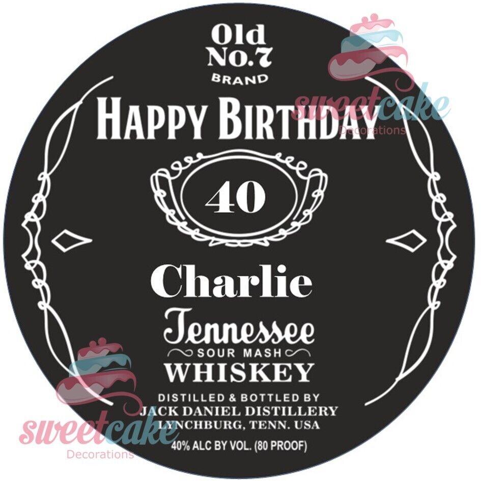 Whiskey Label Edible Cake Topper – Perfect for Whiskey Lovers!