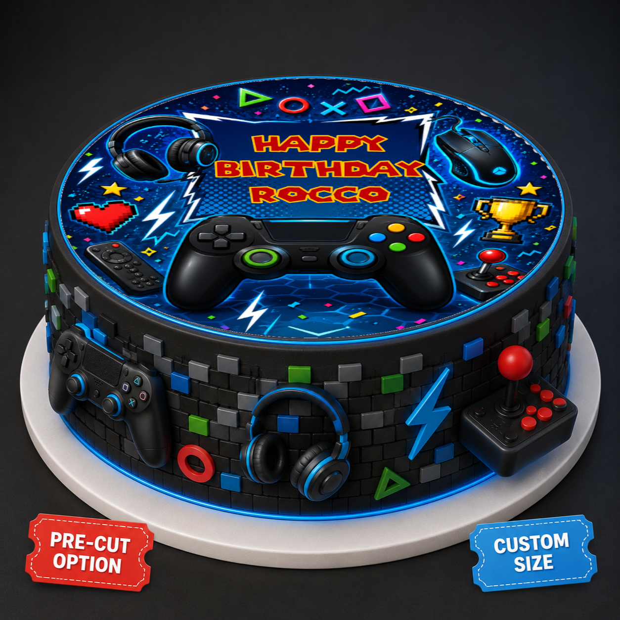 Gaming Console Edible Cake Topper – Personalised Gamer Birthday Cake