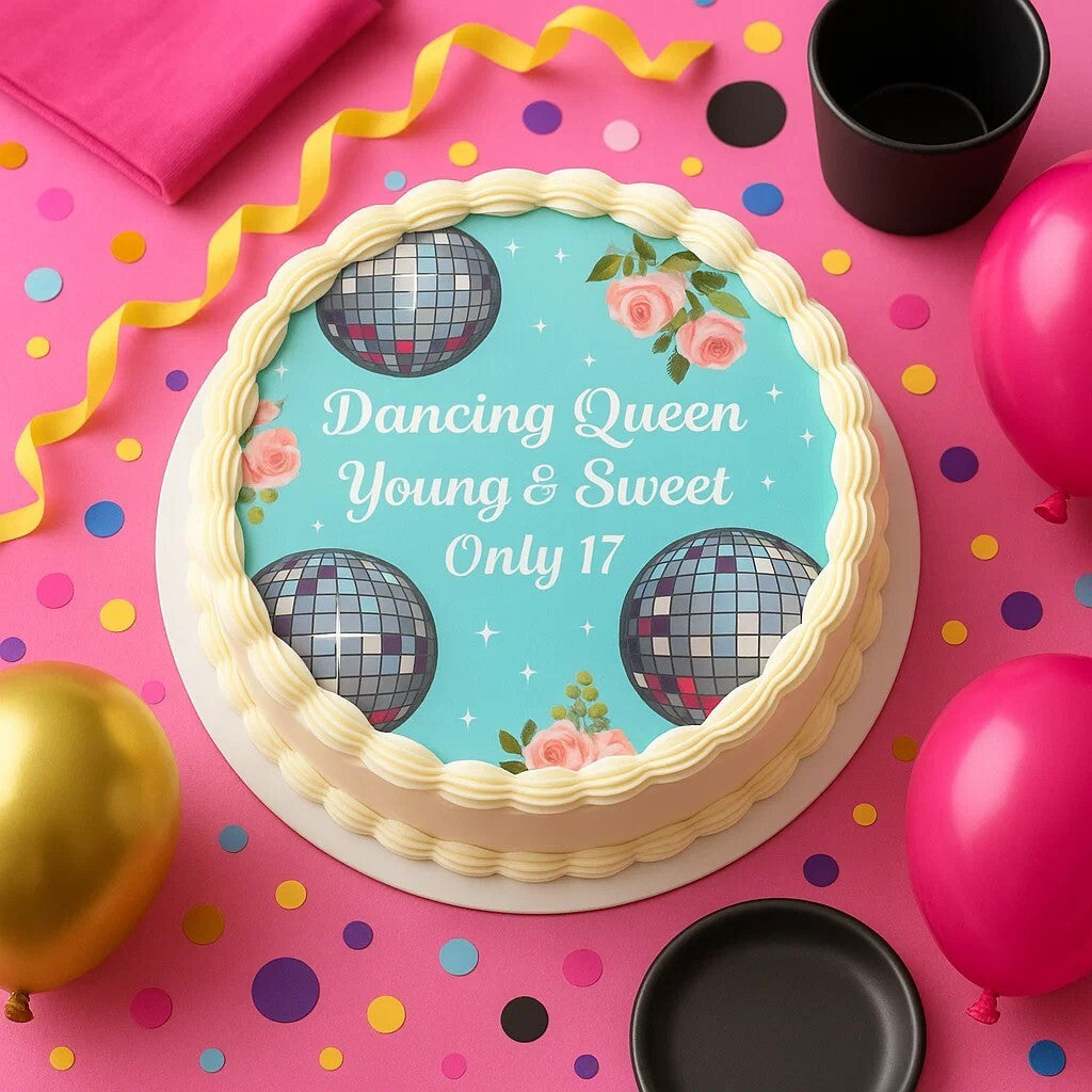 Personalised Dancing Queen Cake Topper – Edible Disco Theme -Birthday Party!