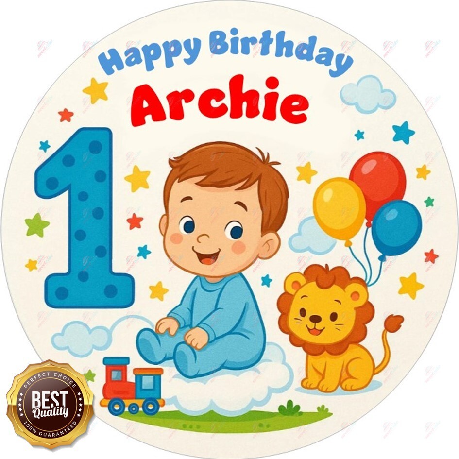 1st Birthday Boy Edible Cake Topper – Two Adorable Designs!