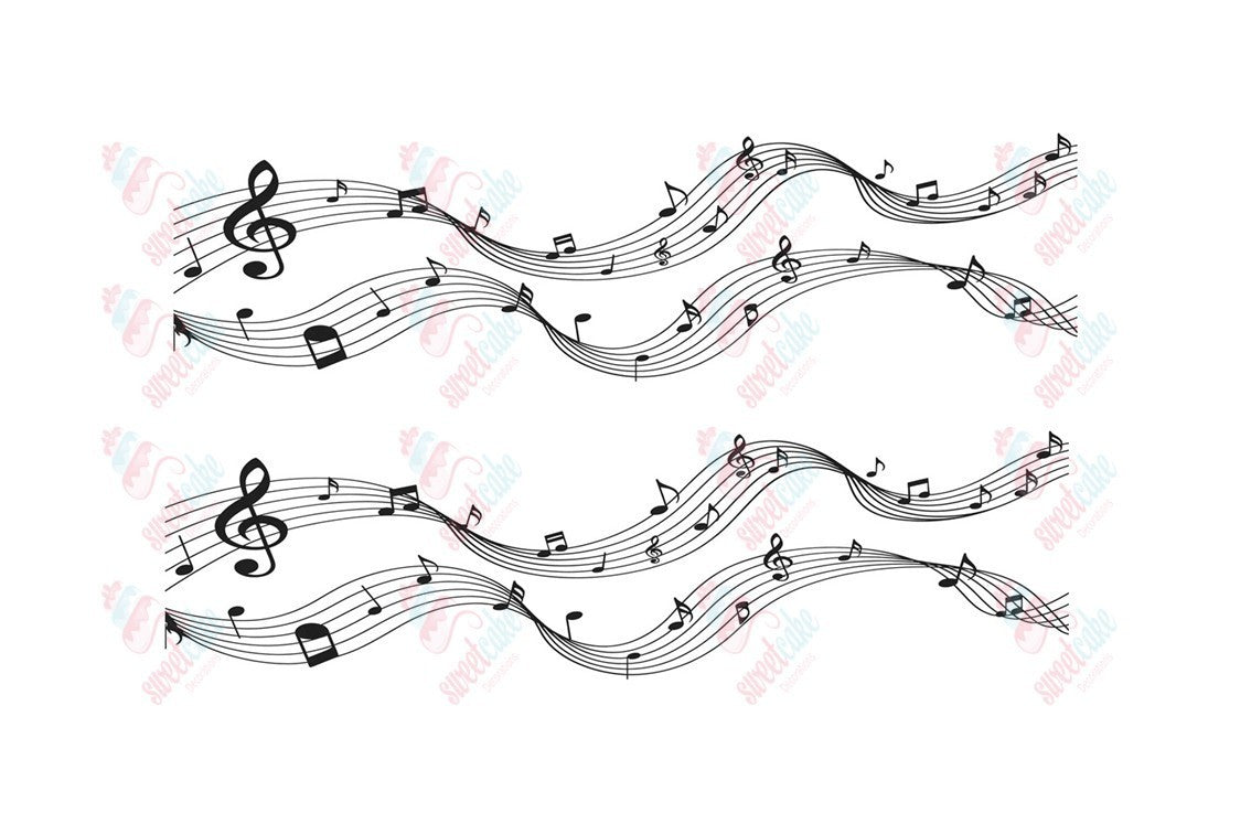 Music Notes Edible Cake Stripes – Icing Sheet Side Wrap (2 Strips)
