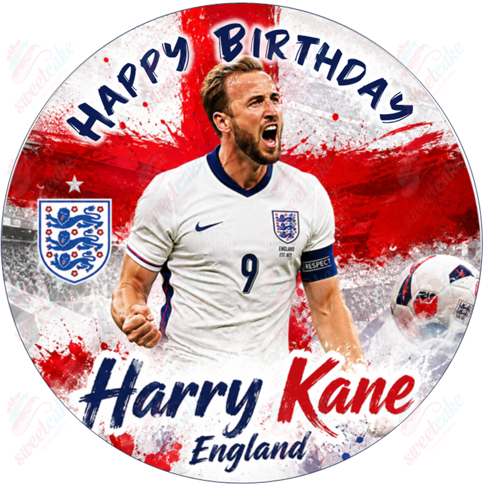 Harry Kane England Football Birthday Edible Cake Topper Personalised