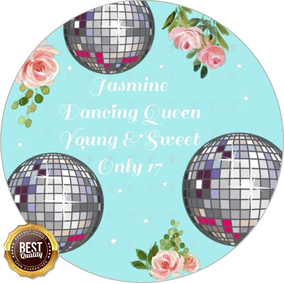 Personalised Dancing Queen Cake Topper – Edible Disco Theme -Birthday Party!