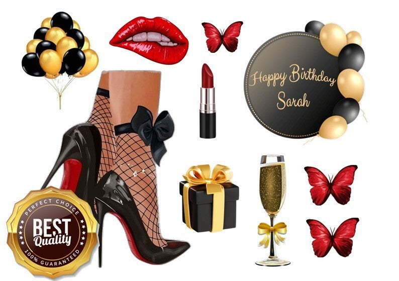 Luxury Black & Gold Edible Topper Set – For Stylish Women!