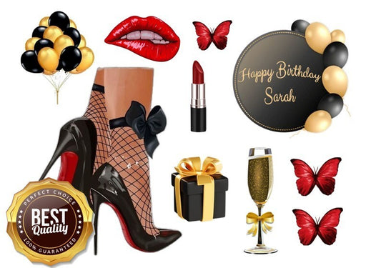 Luxury Black & Gold Edible Topper Set – For Stylish Women!