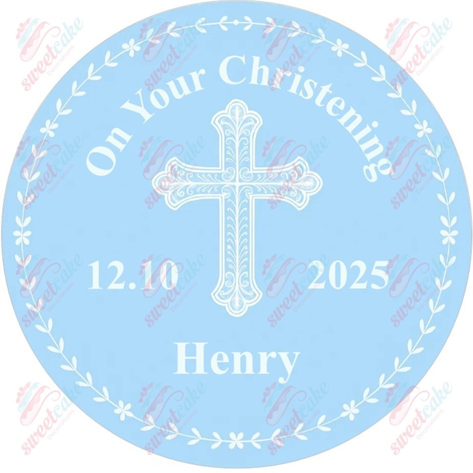 Christening  Baptism Edible Cake Topper – Personalised | Wafer Card or Icing Sheet