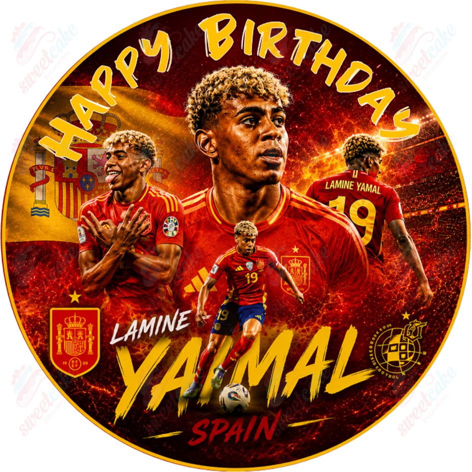 Lamine Yamal Spain Edible Cake Topper Football Icing Sheet