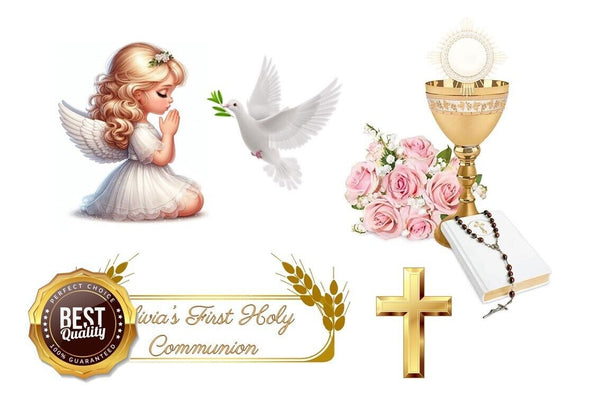 First Holy Communion Edible Cake Topper –Girl Decorative Cut-Out Set ...