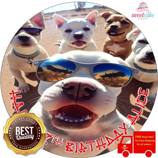 Funny DOGS | Personalised Edible Cake Topper on Icing Sheet or Wafer Card