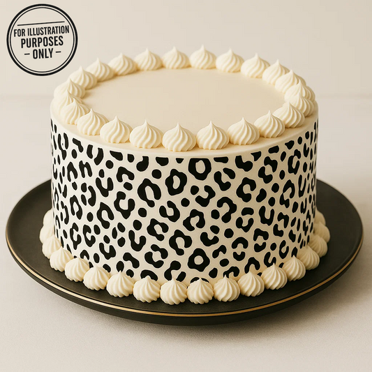Minimal Black & White Leopard Print Pattern Edible Cake Wrap – A4 Icing Sheet