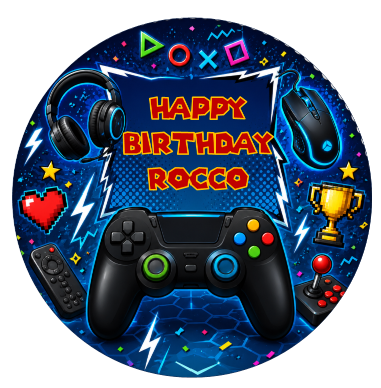 Gaming Console Edible Cake Topper – Personalised Gamer Birthday Cake