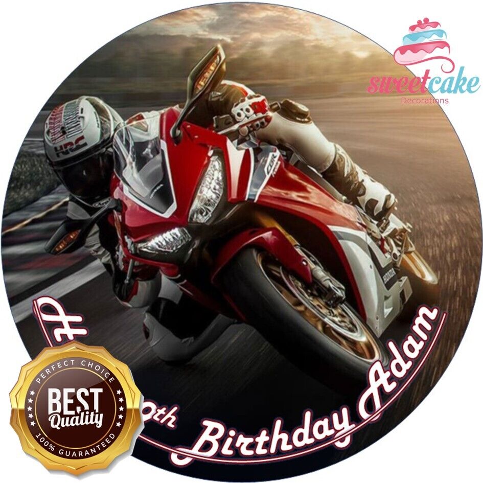 Superbike Motorbike Cake Topper | Personalised Edible Icing Sheet or Wafer Card