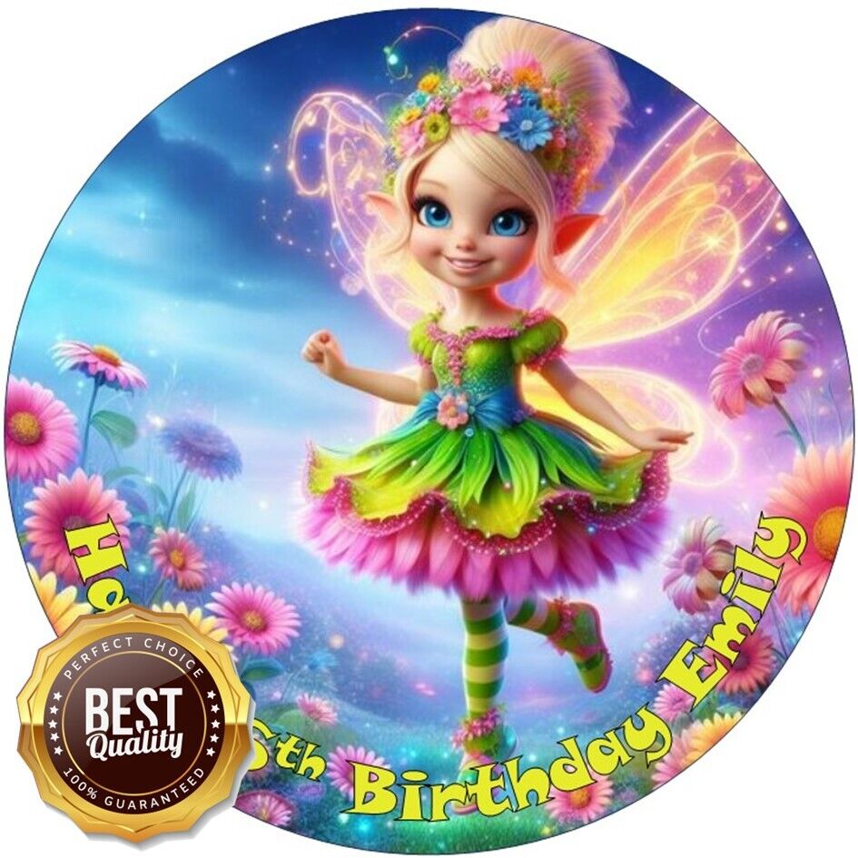 FAIRY | Personalised Edible Cake Topper on Icing Sheet or Wafer Card