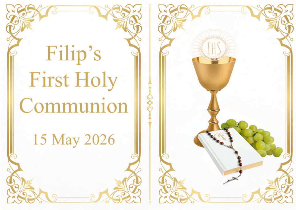 First Holy Communion Edible Cake Topper  Gold Chalice Design - Persona