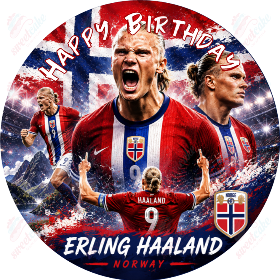 Erling Haaland Norway Football Edible Cake Topper Personalised Icing W