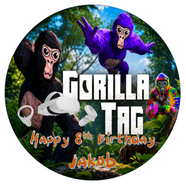 Personalised Gorilla Tag VR Cake Topper | Edible Icing Sheet or Wafer