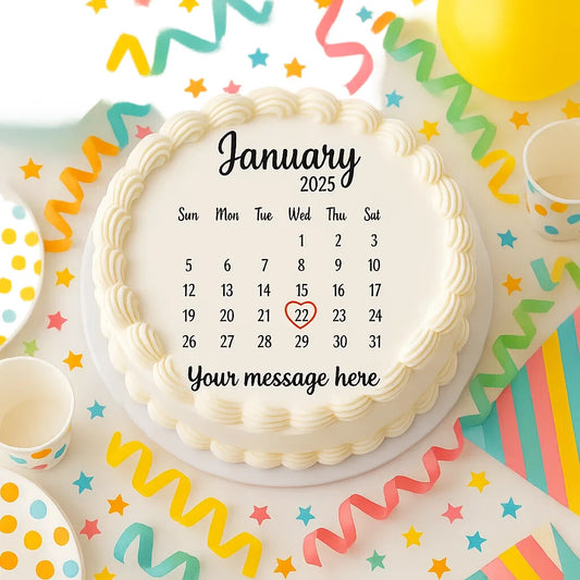Custom Edible Calendar Topper – Perfect for Wedding, Birthday, Anniversary