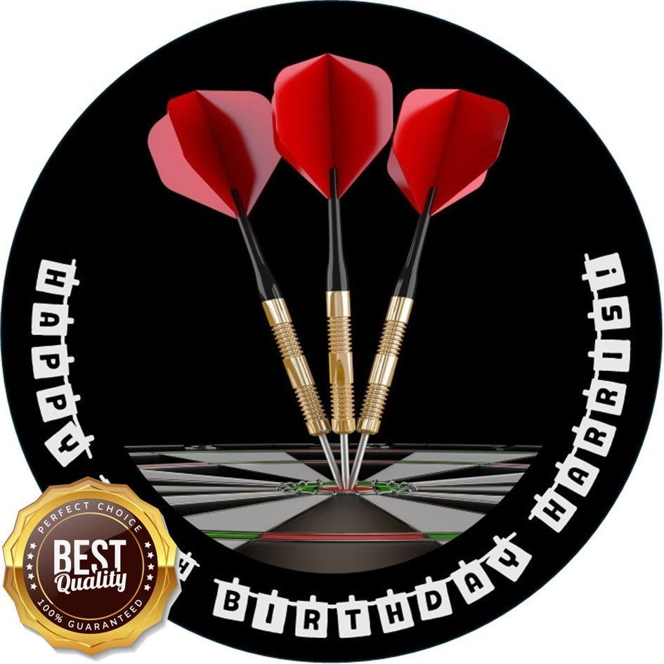 Darts Cake Topper – Personalised Edible Round Icing or Wafer Sheet