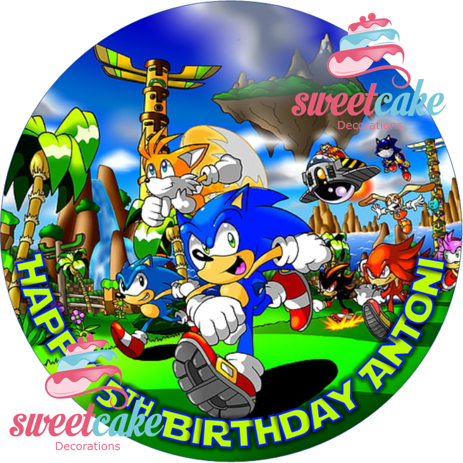 Sonic The Hedgehog Cake Topper | Personalised Round Edible Icing Sheet