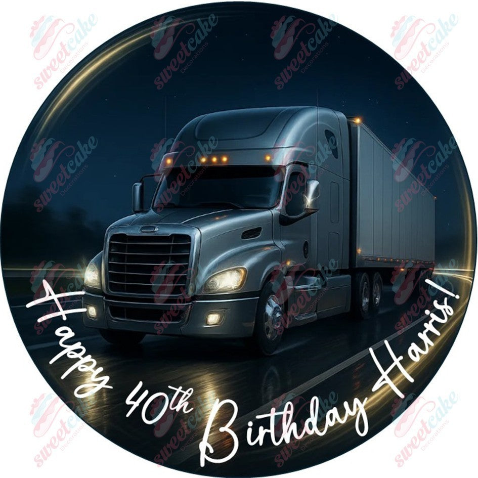 Personalised HGV Truck Articulated Lorry Edible Cake Topper Perfect fo