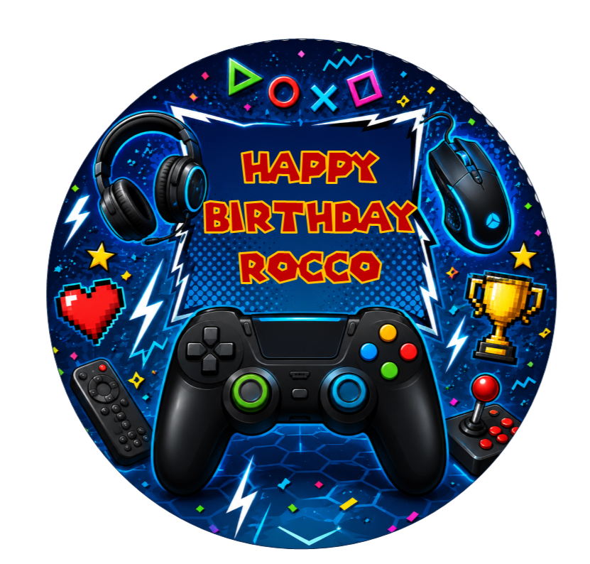 Gaming Console Edible Cake Topper – Personalised Gamer Birthday Cake