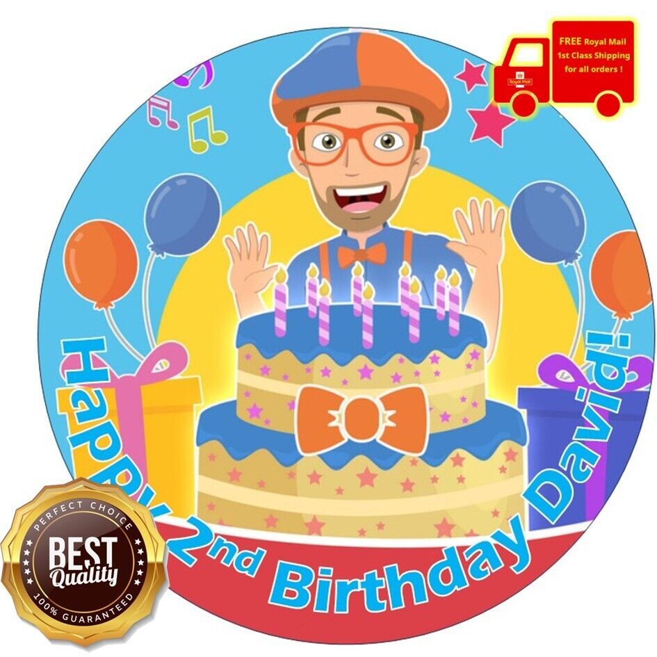 Mr Blippi | Personalised Edible Cake Topper on Icing Sheet or Wafer Card