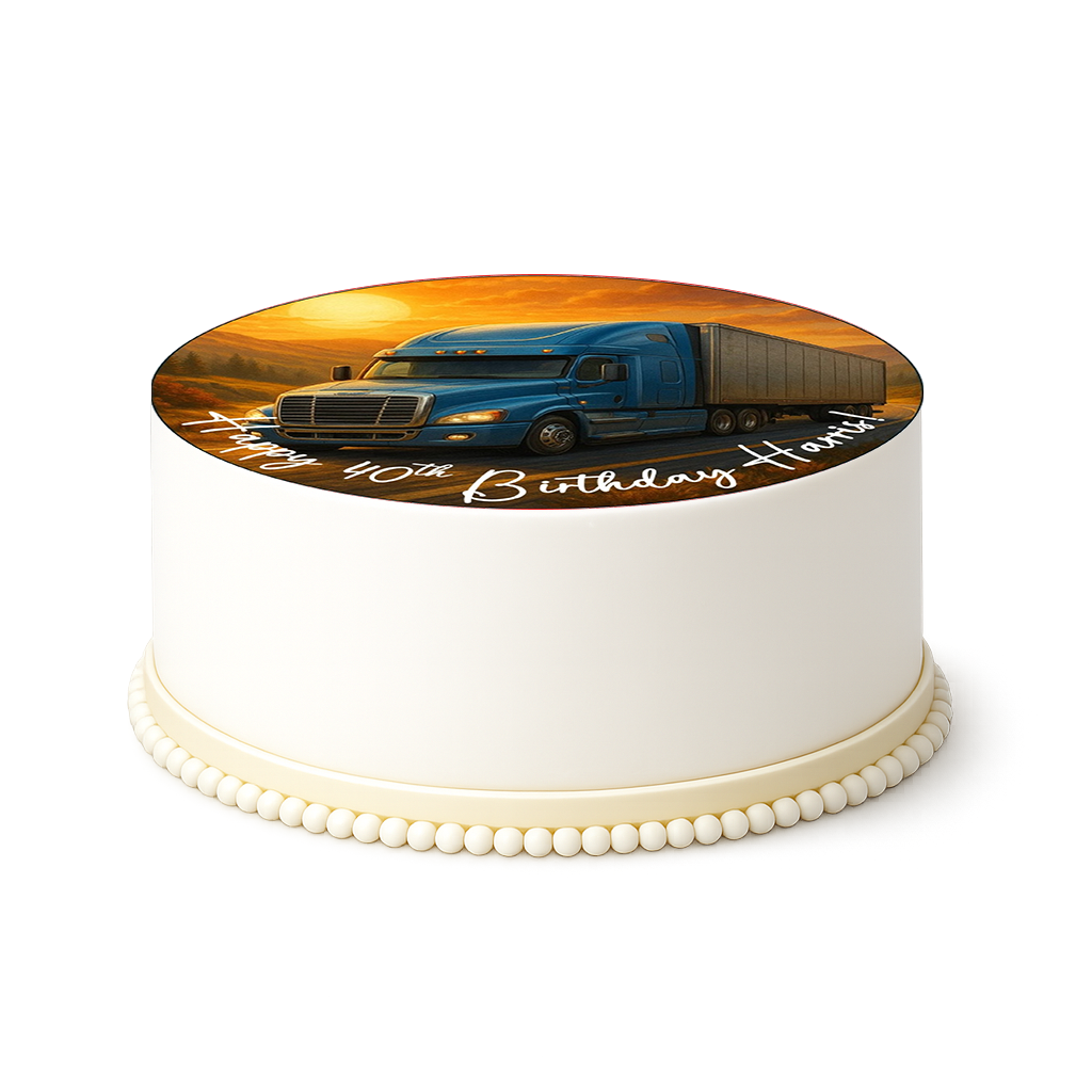 Personalised HGV Truck Articulated Lorry Edible Cake Topper Pre-Cut Op