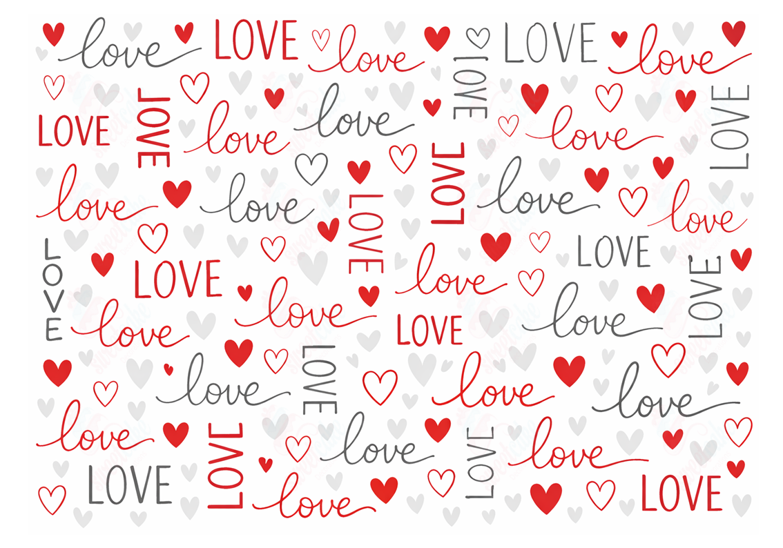 Sweet Love Pattern Cake Wrap – A4 Icing Sheet