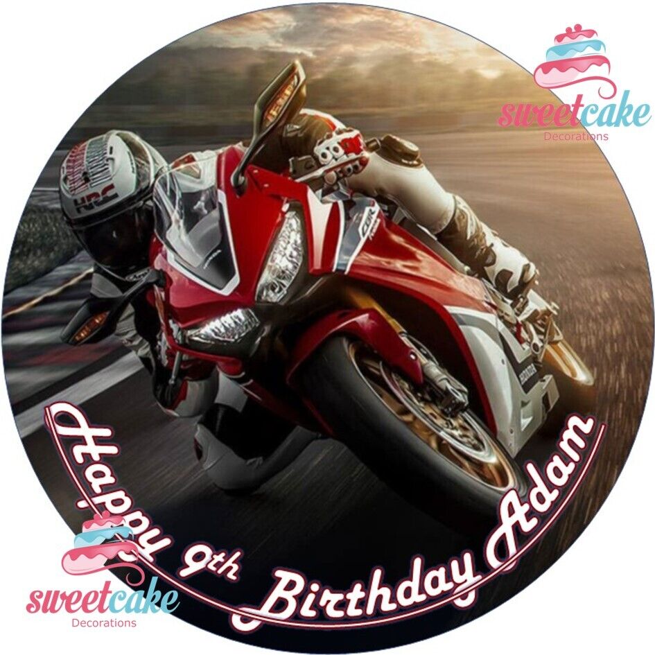 Superbike Motorbike Cake Topper | Personalised Edible Icing Sheet or Wafer Card