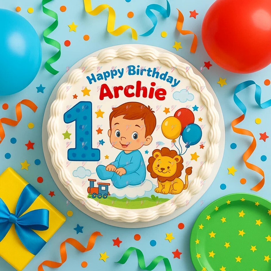 1st Birthday Boy Edible Cake Topper – Two Adorable Designs!