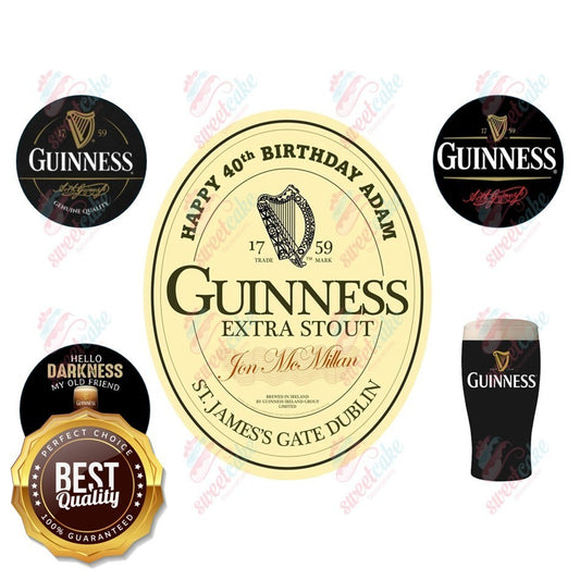 Guinness-Inspired Edible Cake Topper – Perfect for Fans! Decorations Set