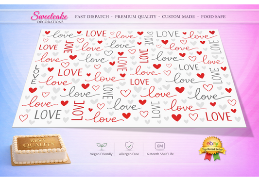 Sweet Love Pattern Cake Wrap – A4 Icing Sheet